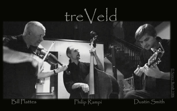 treVeld offers a unique and spirited blend of musical genres including Gypsy, Swing, Old Time, Celtic, Bluegrass, Blues, Chamber and Nordic Roots. Bill Plattes: violin & mandolin, Dustin Smith: guitars and Philip Rampi: upright bass, octave mandolin, minstrel banjo, dobro & udu. Radio play; The Morning Show (89.3, the Current), String Theory & Bluegrass Saturday Morning (KBEM), Currents (KAXE), The Pathways (WELY), Music Through The Day & Northland Morning (KUMD).